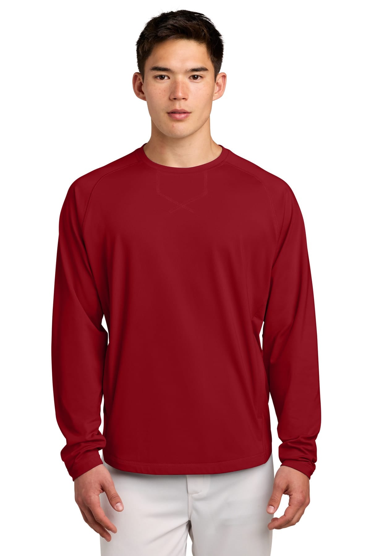 Sport-Tek ST859 XS / Deep Red Sport-Tek ®  Sport-Wick ®  Stretch Pocketed Crewneck ST859