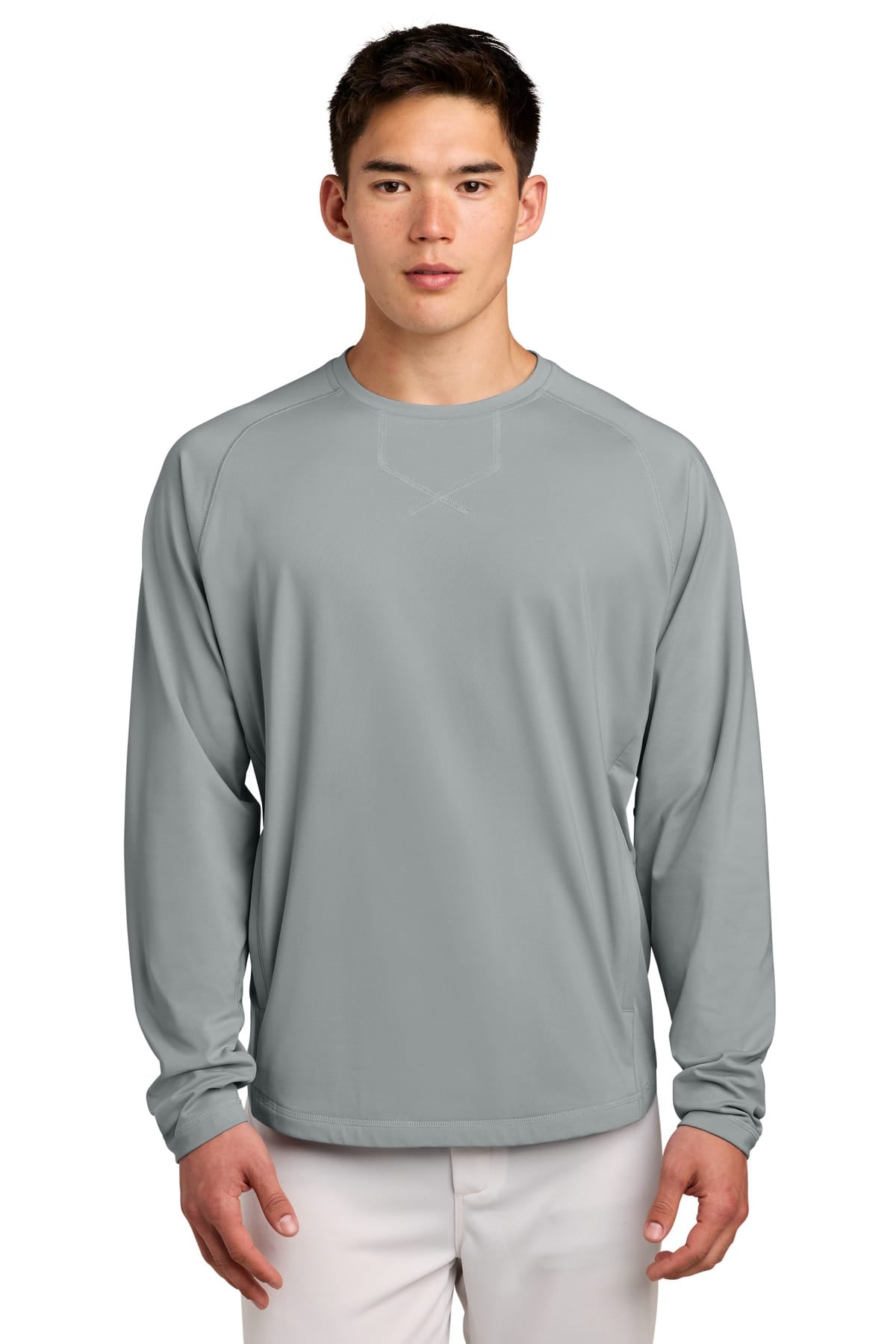Sport-Tek ST859 XS / Silver Sport-Tek ®  Sport-Wick ®  Stretch Pocketed Crewneck ST859