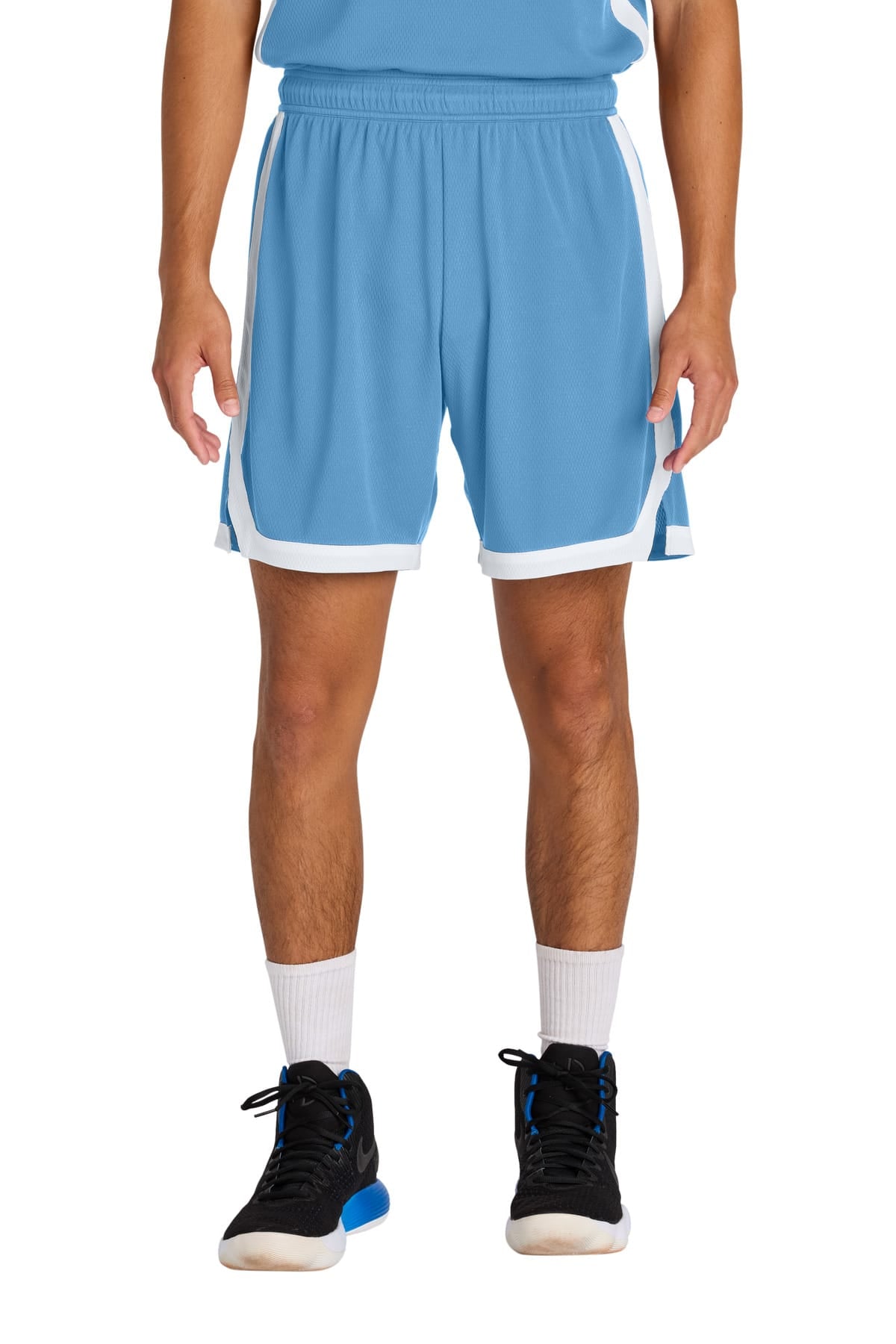 Sport-Tek ST901 XS / Carolina Blue/ White Sport-Tek ST901 Rival Basketball 7-inch Short