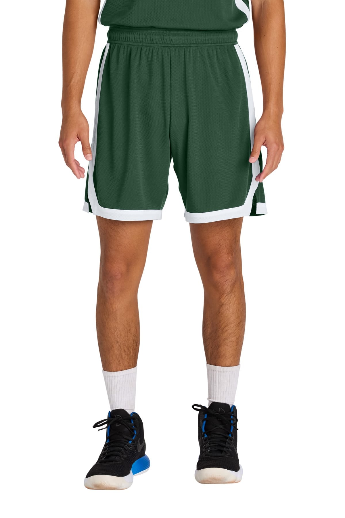 Sport-Tek ST901 XS / Forest Green/ White Sport-Tek ST901 Rival Basketball 7-inch Short