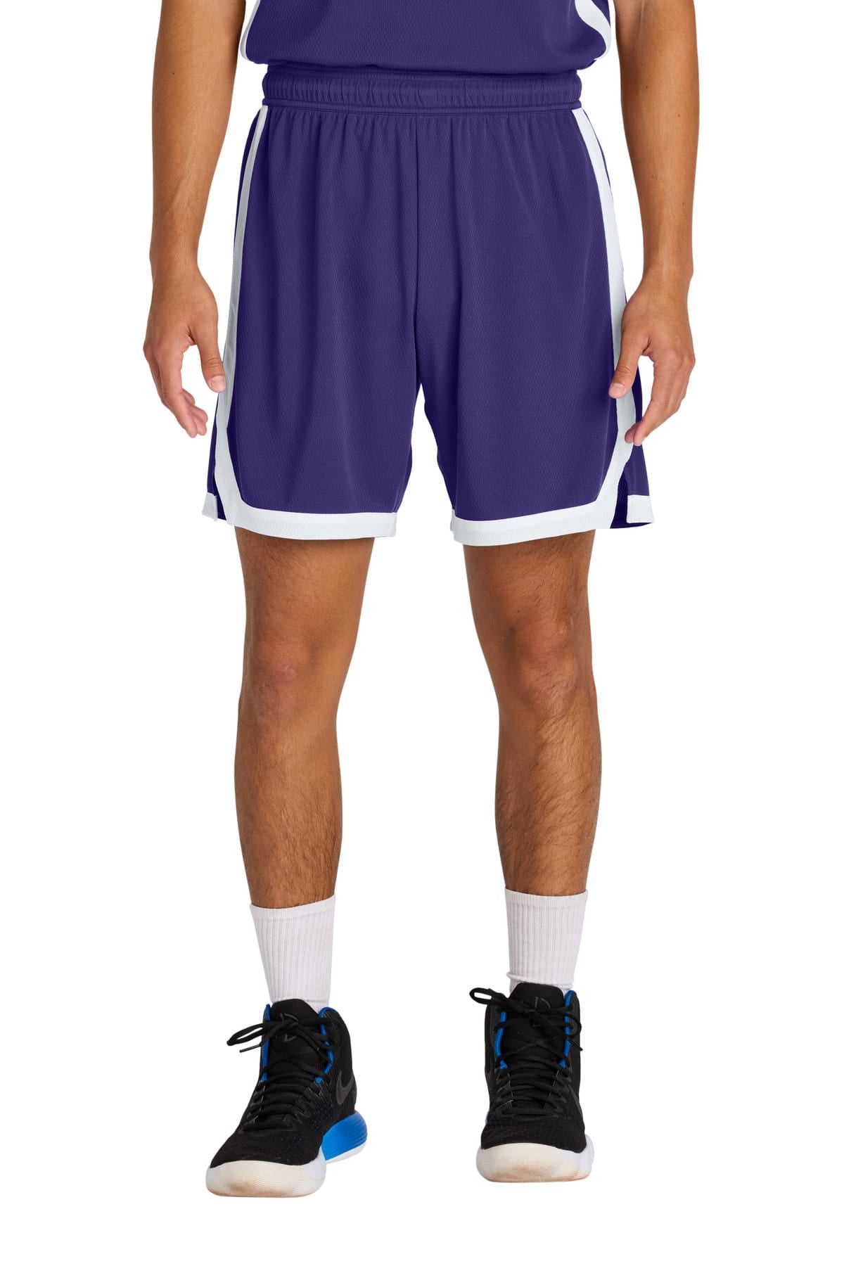Sport-Tek ST901 XS / Purple/ White Sport-Tek ST901 Rival Basketball 7-inch Short