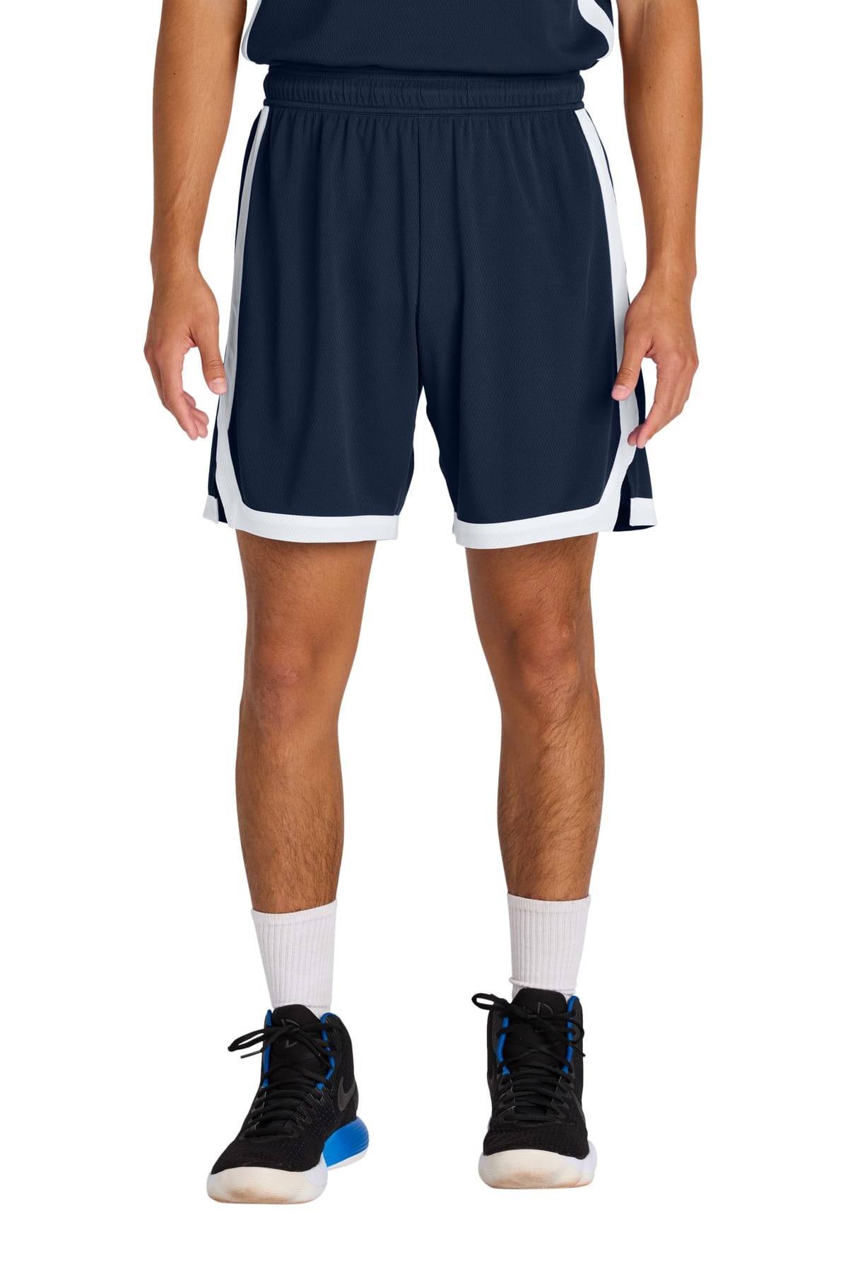 Sport-Tek ST901 XS / True Navy/ White Sport-Tek ST901 Rival Basketball 7-inch Short