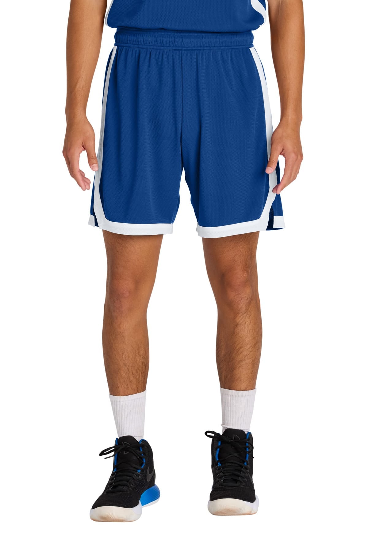 Sport-Tek ST901 XS / True Royal/ White Sport-Tek ST901 Rival Basketball 7-inch Short