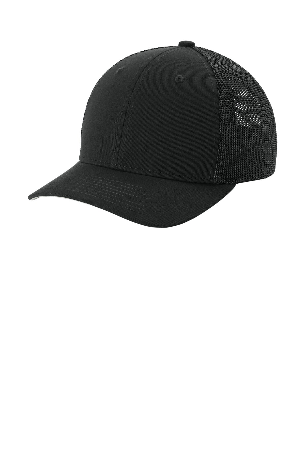 Sport-Tek STC60 S/M / Black/ Black Sport-Tek STC60 Stretch-Tek Mesh Back Cap