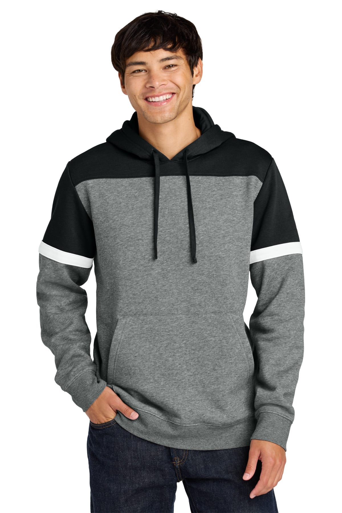 Sport-Tek STF205 XS / Black/ Vintage Heather Sport-Tek STF205 Drive Fleece Colorblock Hoodie