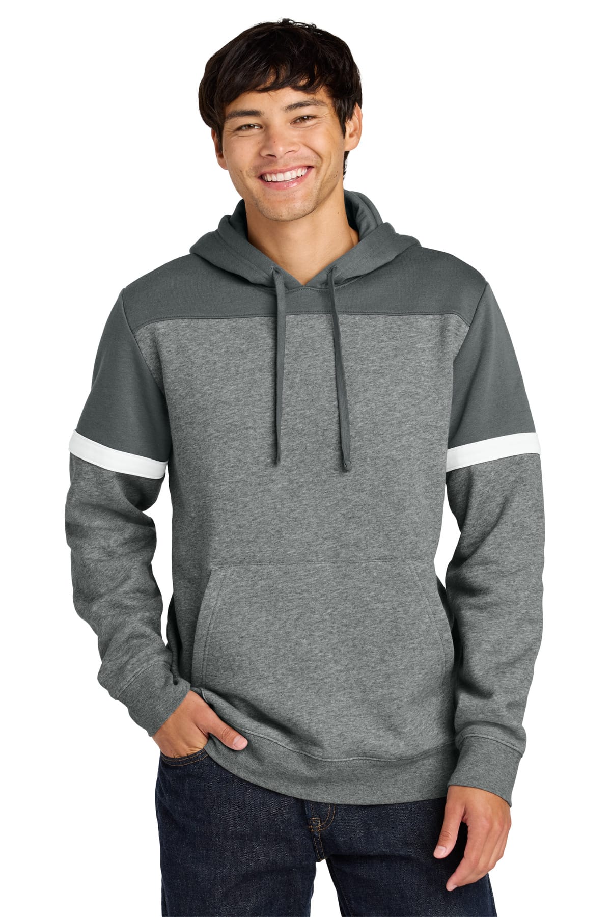 Sport-Tek STF205 XS / Dark Smoke Grey/ Vintage Heather Sport-Tek STF205 Drive Fleece Colorblock Hoodie