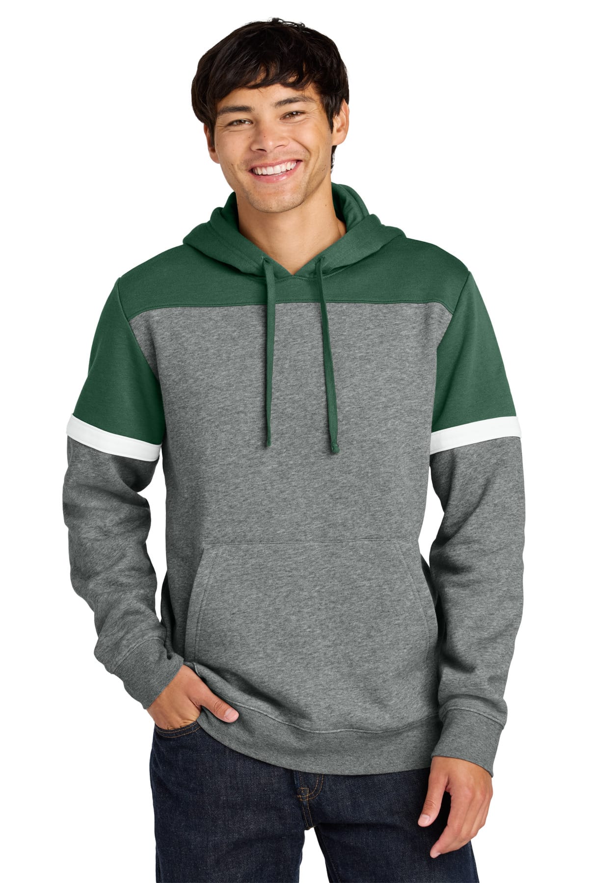 Sport-Tek STF205 XS / Forest Green/ Vintage Heather Sport-Tek STF205 Drive Fleece Colorblock Hoodie