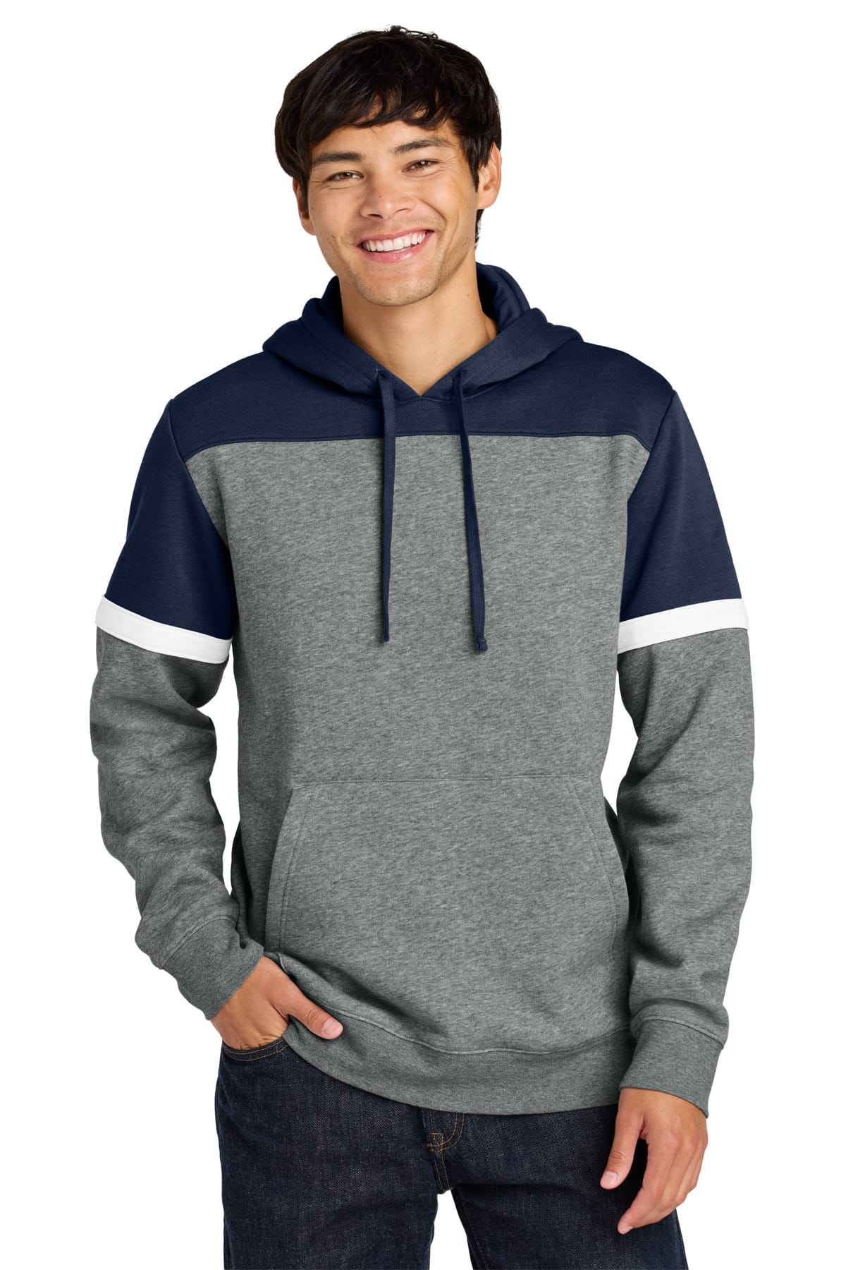 Sport-Tek STF205 XS / True Navy/ Vintage Heather Sport-Tek STF205 Drive Fleece Colorblock Hoodie