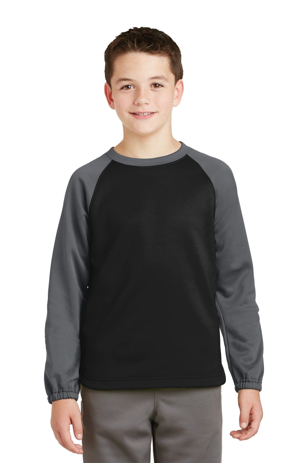 Sport-Tek Sweatshirts/Fleece DISCONTINUED  Sport-Tek ®  Youth Sport-Wick ®  Raglan Colorblock Fleece Crewneck. YST242
