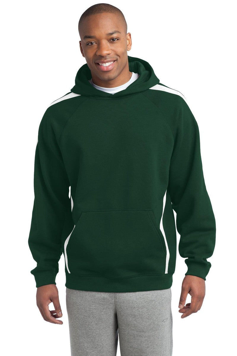 Sport-Tek Sweatshirts/Fleece S / Forest Green/ White Sport-Tek ST265: Sleeve Stripe Pullover Hooded Sweatshirt