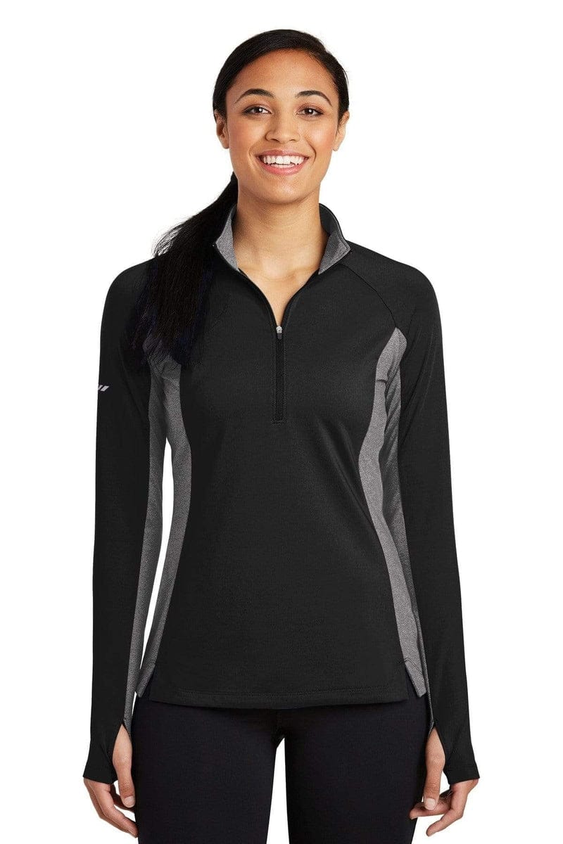 Sport-Tek Sweatshirts/Fleece Sport-Tek LST854: Ladies Sport-Wick Stretch Contrast 1/2-Zip Pullover