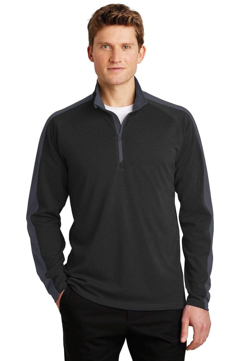 Sport-Tek Sweatshirts/Fleece Sport-Tek ST861: Sport-Wick Textured Colorblock 1/4-Zip Pullover