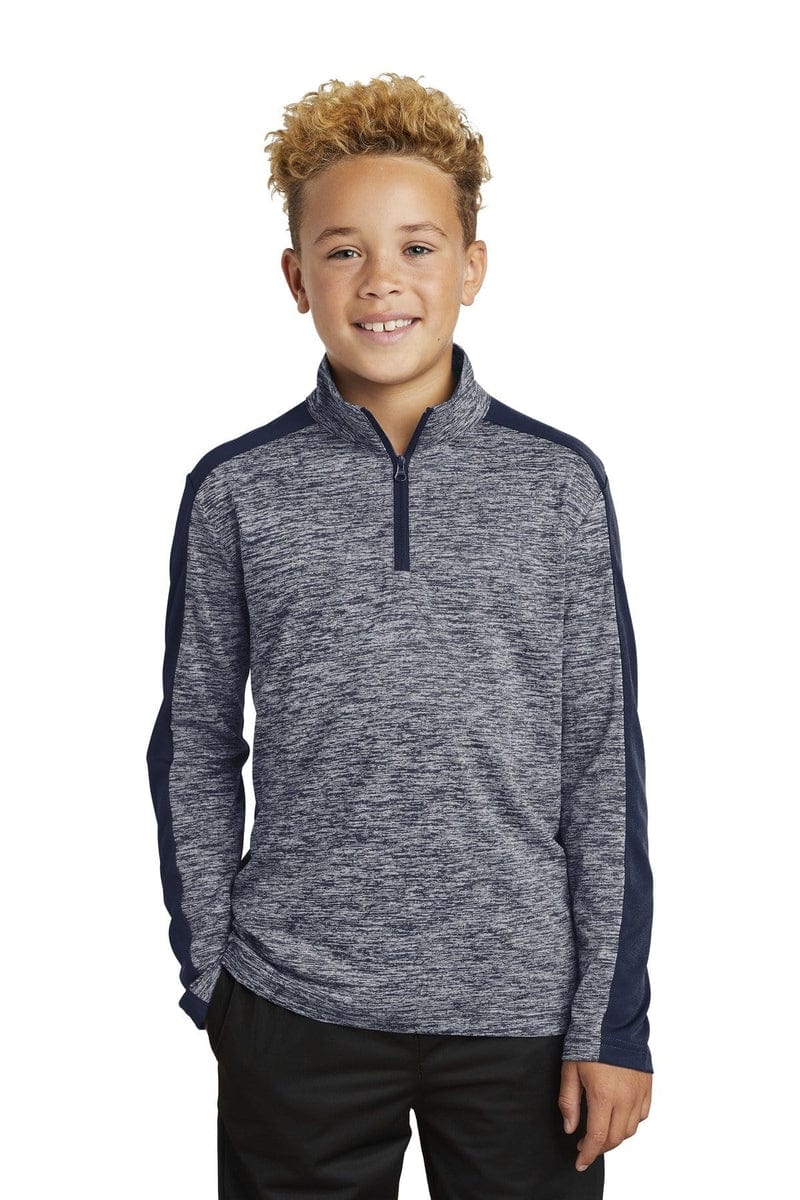 Sport-Tek Sweatshirts/Fleece Sport-Tek YST397: Youth PosiCharge Electric Heather Colorblock 1/4-Zip Pullover