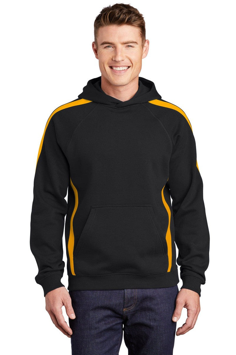 Sport-Tek Sweatshirts/Fleece XS / Black/ Gold Sport-Tek ST265: Sleeve Stripe Pullover Hooded Sweatshirt