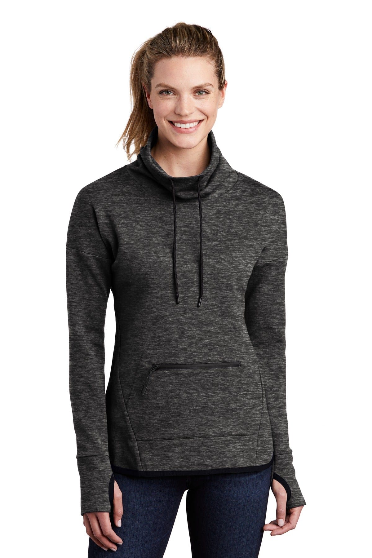 Sport-Tek Sweatshirts/Fleece XS / Black Heather Sport-Tek LST280 Ladies Triumph Cowl Neck Pullover