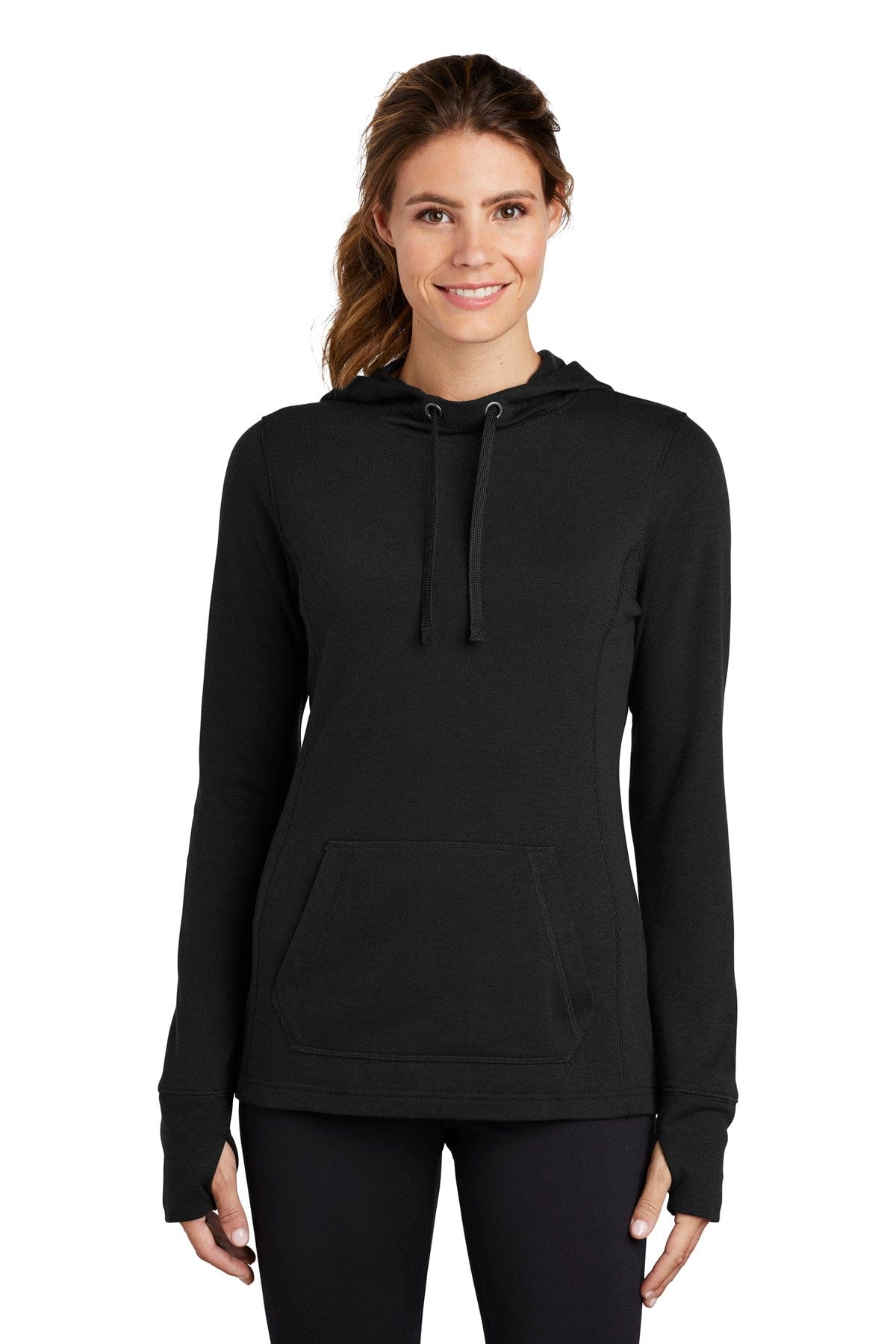 Sport-Tek Sweatshirts/Fleece XS / Black Triad Solid Sport-Tek LST296 Ladies PosiCharge Tri-Blend Wicking Fleece Hooded Pullover