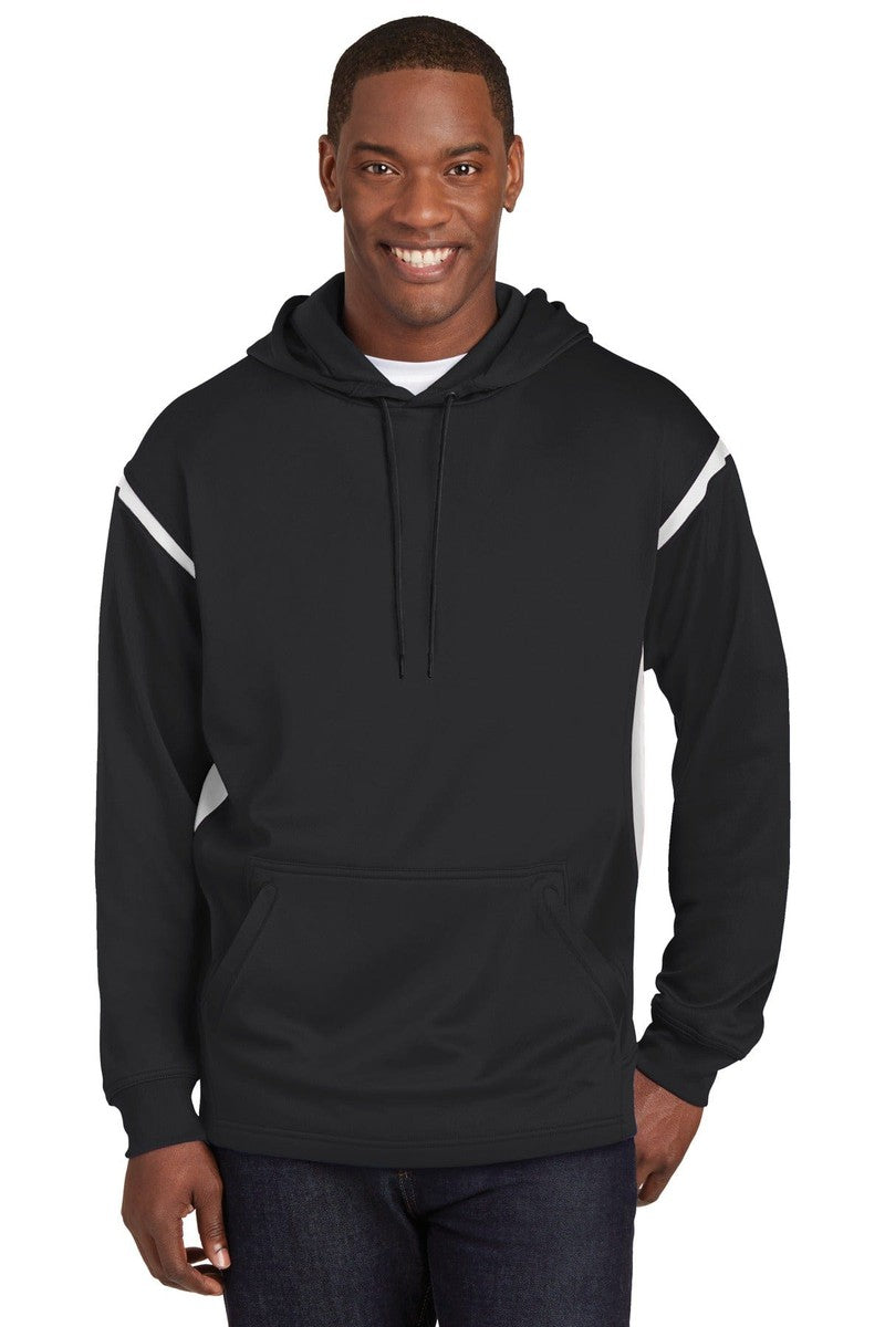 Sport-Tek Sweatshirts/Fleece XS / Black/ White Sport-Tek F246: Tech Fleece Colorblock Hooded Sweatshirt