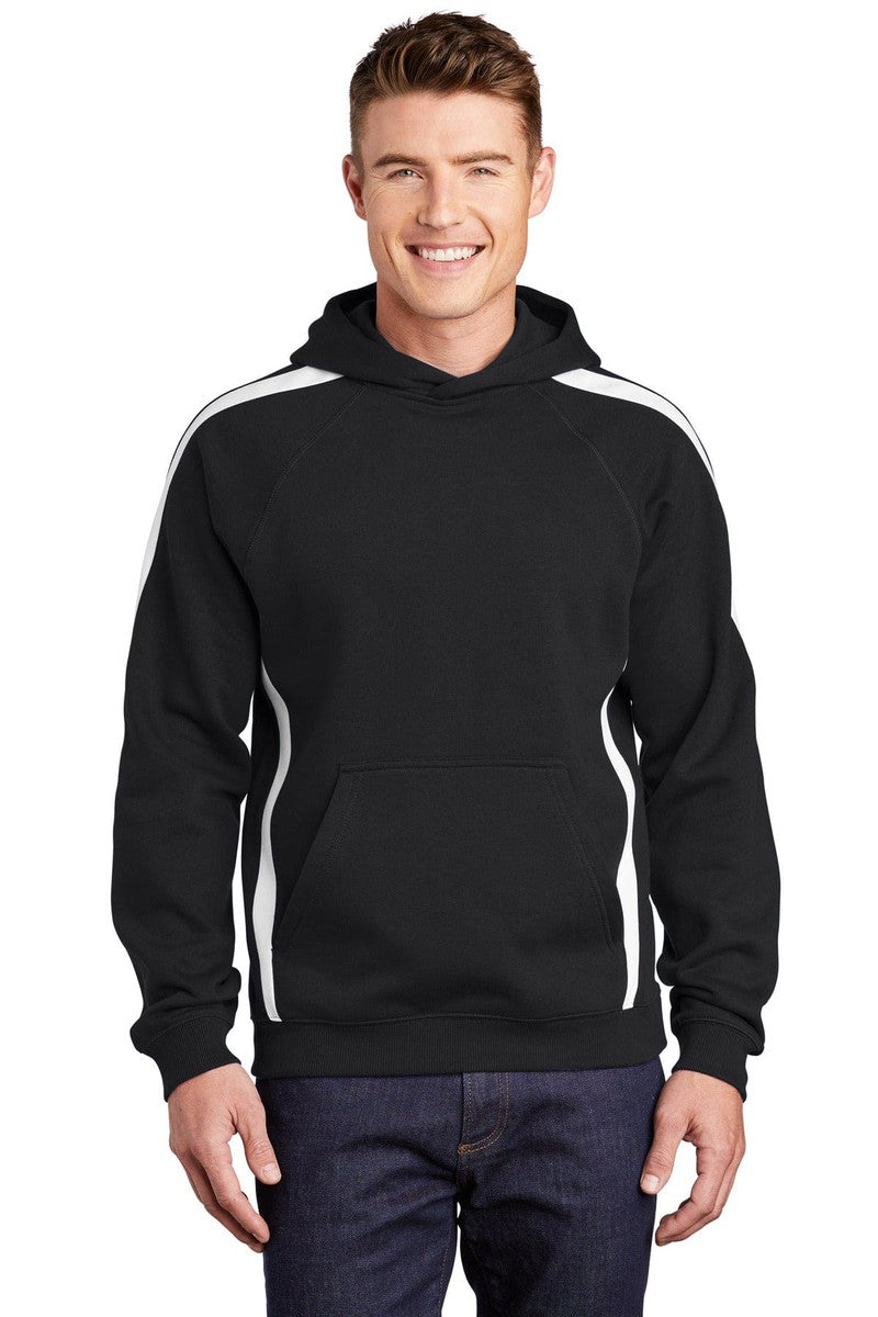 Sport-Tek Sweatshirts/Fleece XS / Black/ White Sport-Tek ST265: Sleeve Stripe Pullover Hooded Sweatshirt