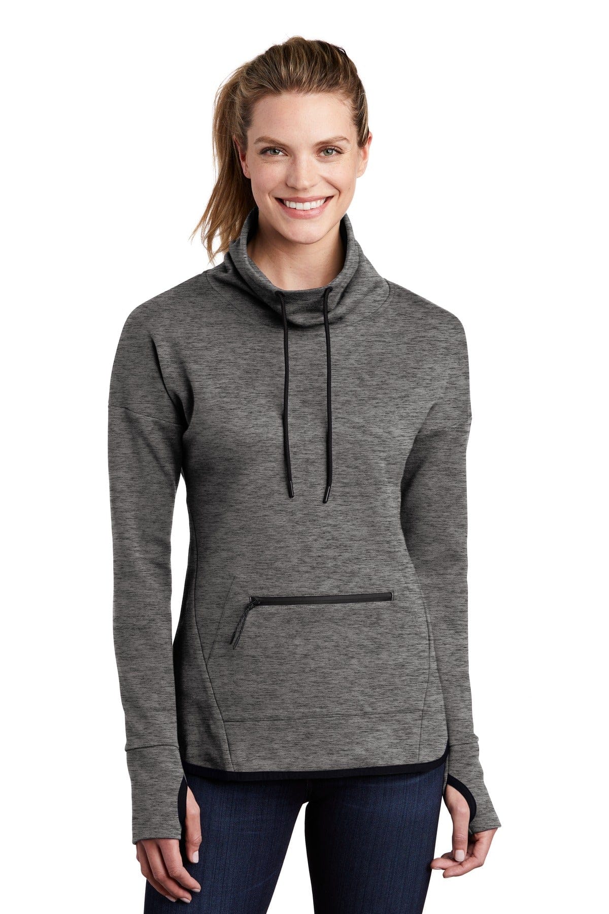 Sport-Tek Sweatshirts/Fleece XS / Dark Grey Heather Sport-Tek LST280 Ladies Triumph Cowl Neck Pullover