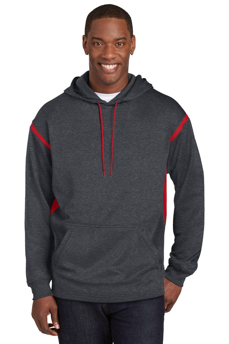 Sport-Tek Sweatshirts/Fleece XS / Graphite Heather/ True Red Sport-Tek F246: Tech Fleece Colorblock Hooded Sweatshirt
