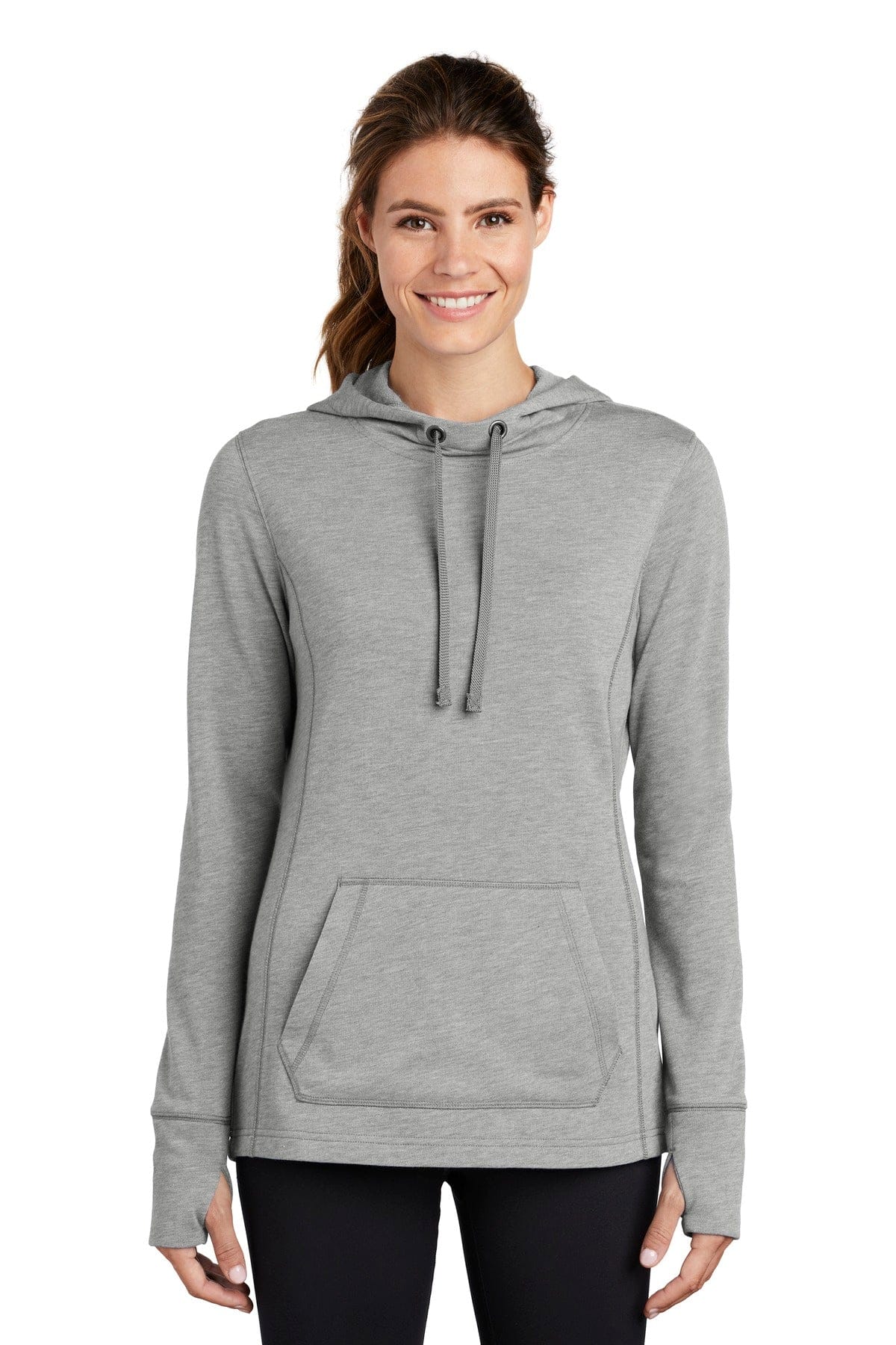 Sport-Tek Sweatshirts/Fleece XS / Light Grey Heather Sport-Tek LST296 Ladies PosiCharge Tri-Blend Wicking Fleece Hooded Pullover