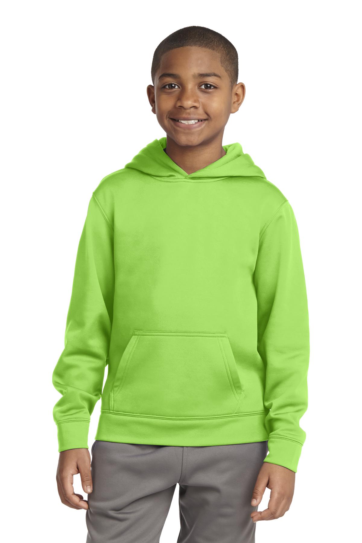 Sport-Tek Sweatshirts/Fleece XS / Lime Shock Sport-Tek YST244: Youth Sport-Wick Fleece Hooded Pullover