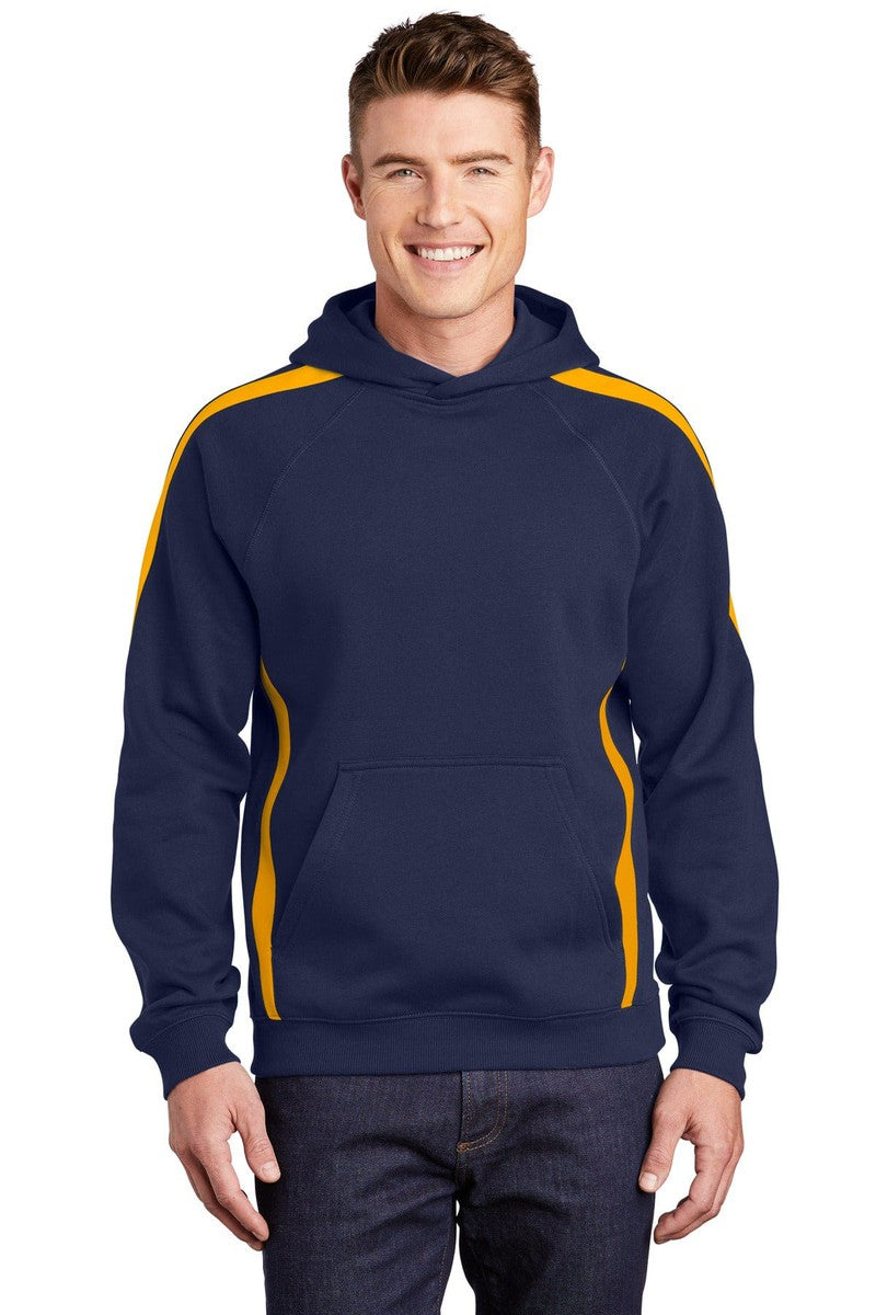 Sport-Tek Sweatshirts/Fleece XS / True Navy/ Gold Sport-Tek ST265: Sleeve Stripe Pullover Hooded Sweatshirt