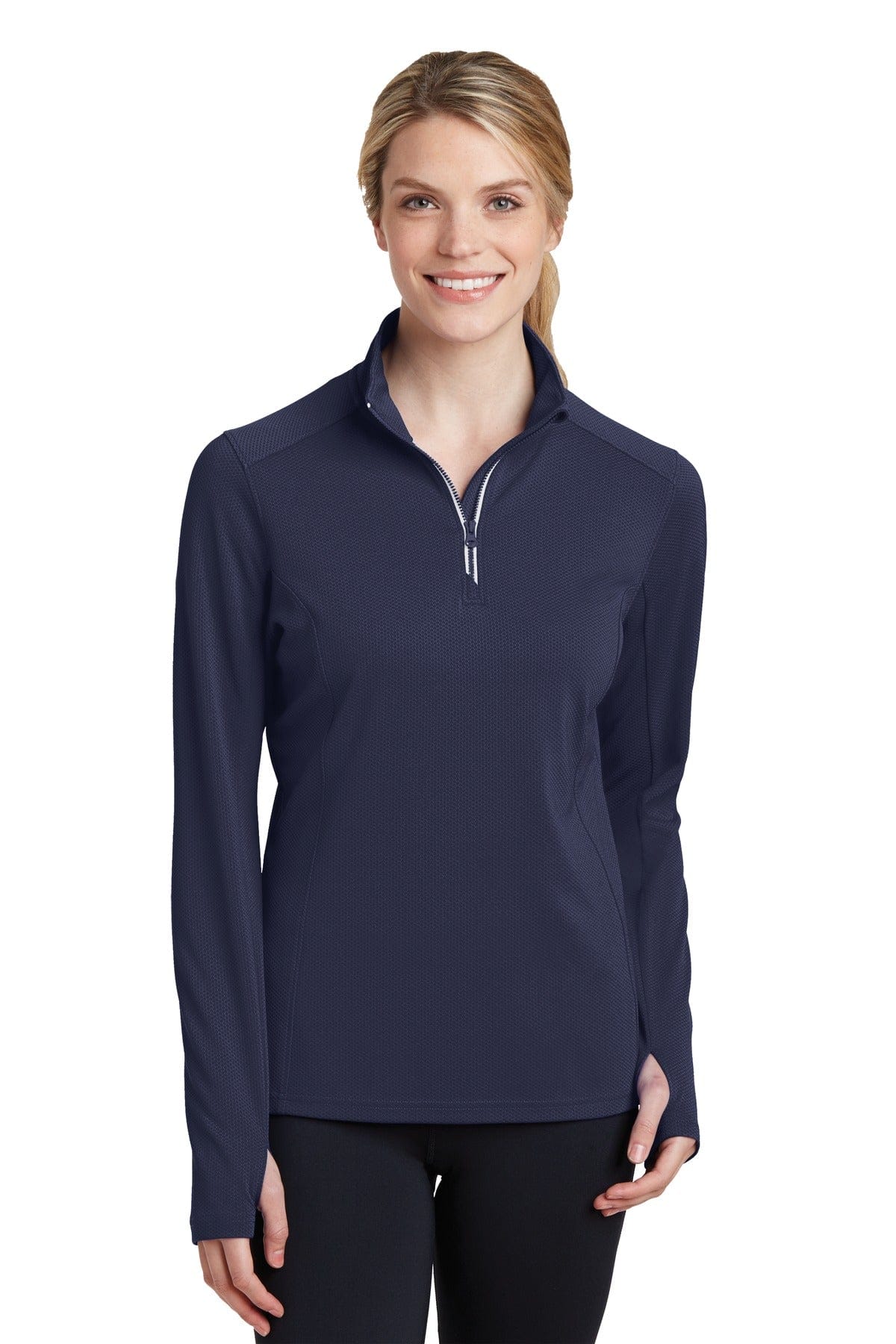 Sport-Tek Sweatshirts/Fleece XS / True Navy Sport-Tek LST860: Ladies Sport-Wick Textured 1/4-Zip Pullover