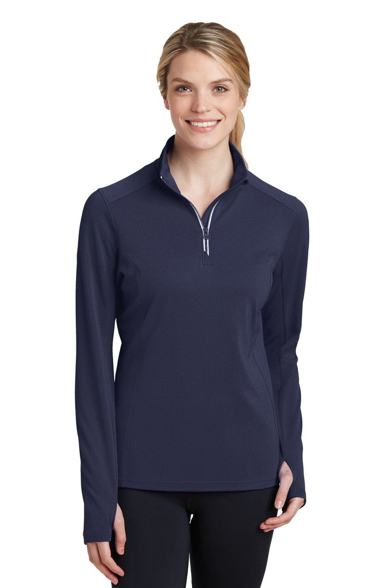 Sport-Tek Sweatshirts/Fleece XS / True Navy Sport-Tek LST860: Ladies Sport-Wick Textured 1/4-Zip Pullover