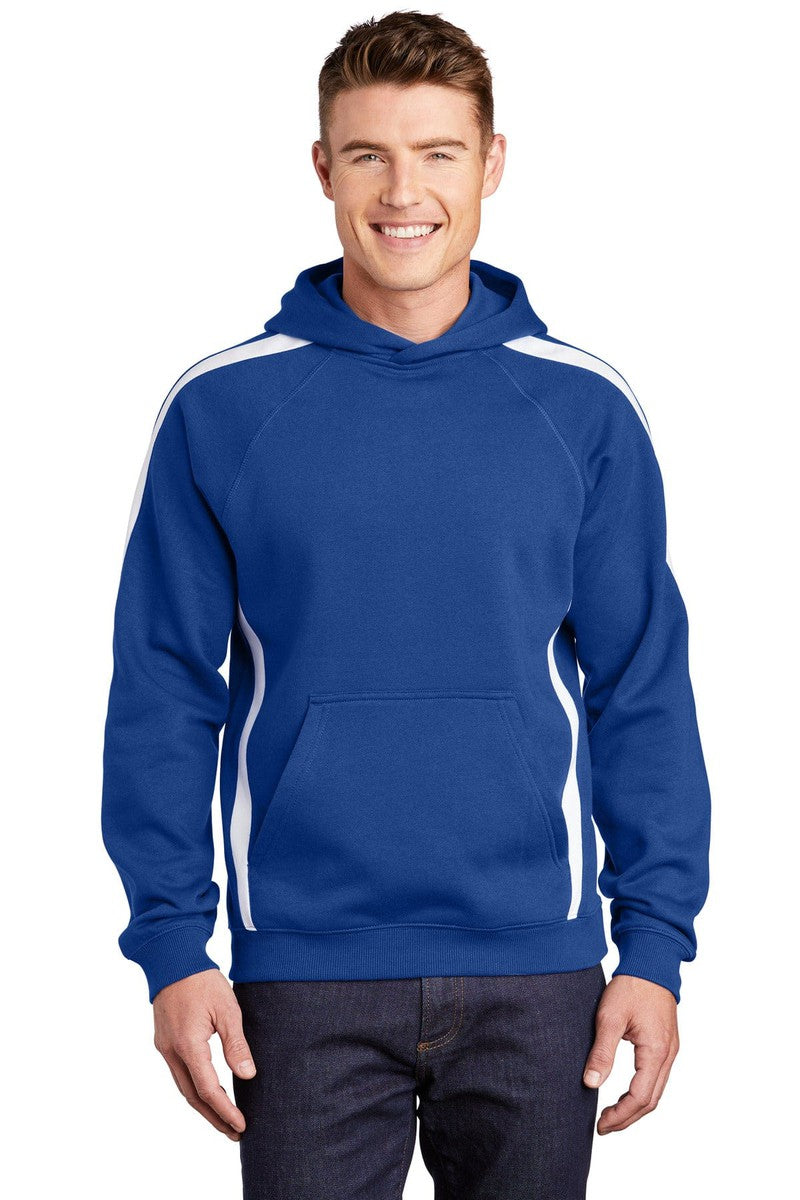Sport-Tek Sweatshirts/Fleece XS / True Royal/ White Sport-Tek ST265: Sleeve Stripe Pullover Hooded Sweatshirt