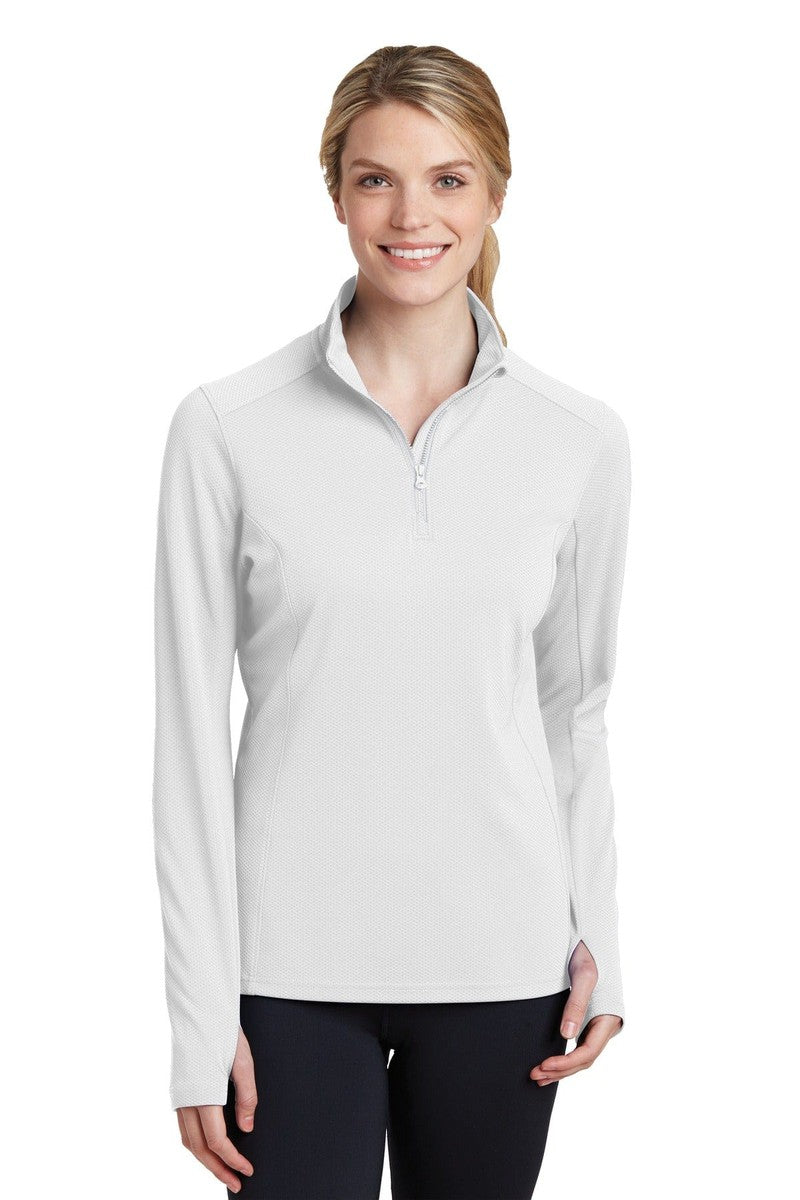 Sport-Tek Sweatshirts/Fleece XS / White Sport-Tek LST860: Ladies Sport-Wick Textured 1/4-Zip Pullover