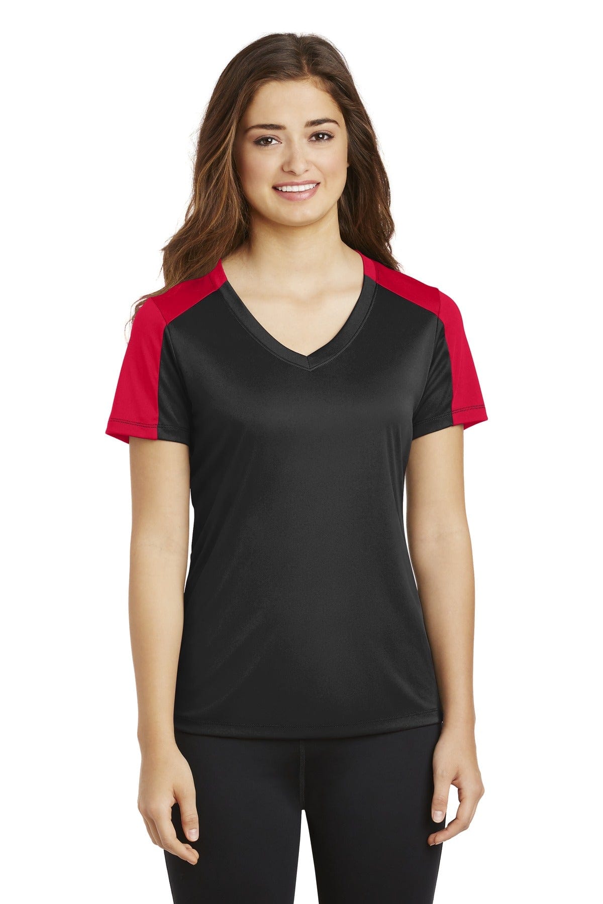 Sport-Tek T-Shirts DISCONTINUED  Sport-Tek ®  Ladies PosiCharge ®  Competitor ™  Sleeve-Blocked V-Neck Tee. LST354