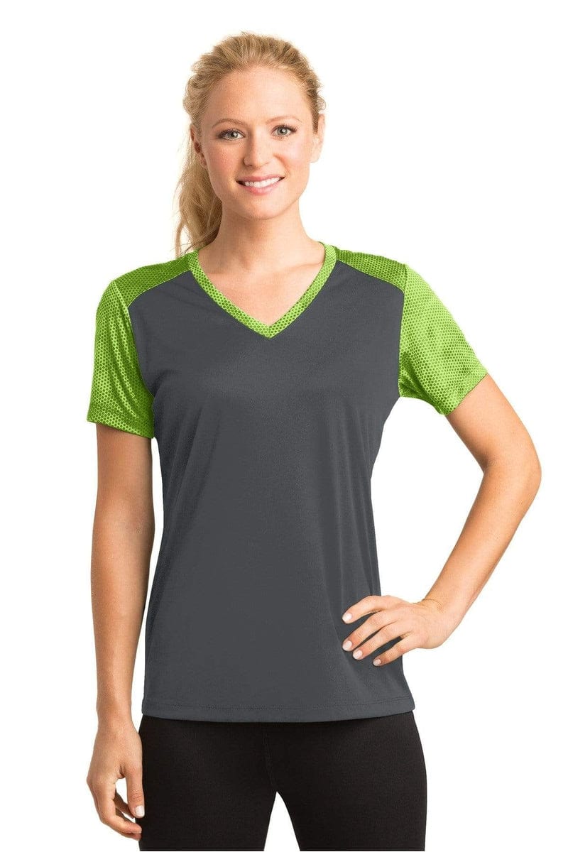 Sport-Tek T-Shirts Sport-Tek LST371: Ladies CamoHex Colorblock V-Neck Tee