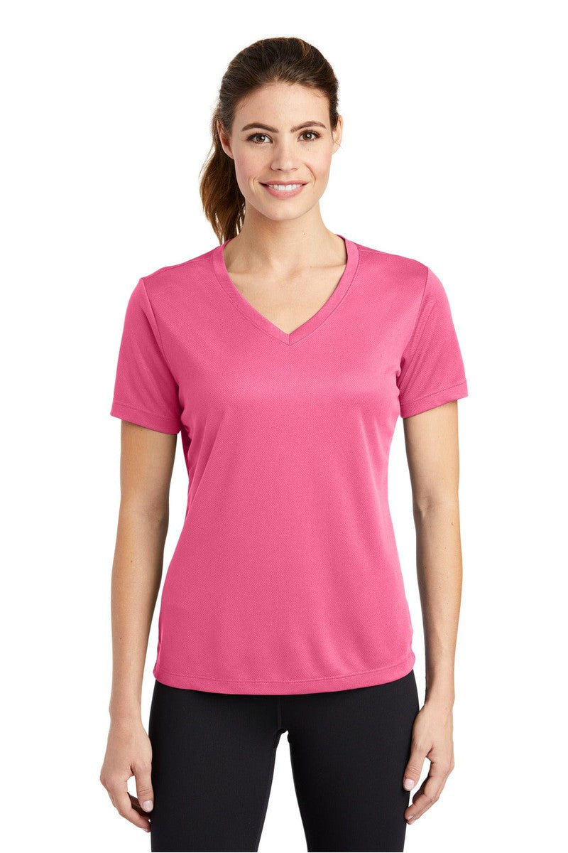 Sport-Tek T-Shirts XL / Bright Pink Sport-Tek LST340: Ladies PosiCharge RacerMesh V-Neck Tee