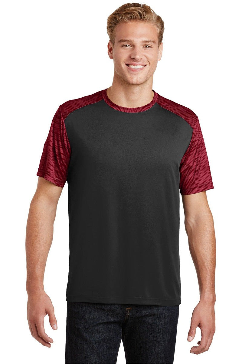 Sport-Tek T-Shirts XS / Black/ Deep Red Sport-Tek ST371: CamoHex Colorblock Tee