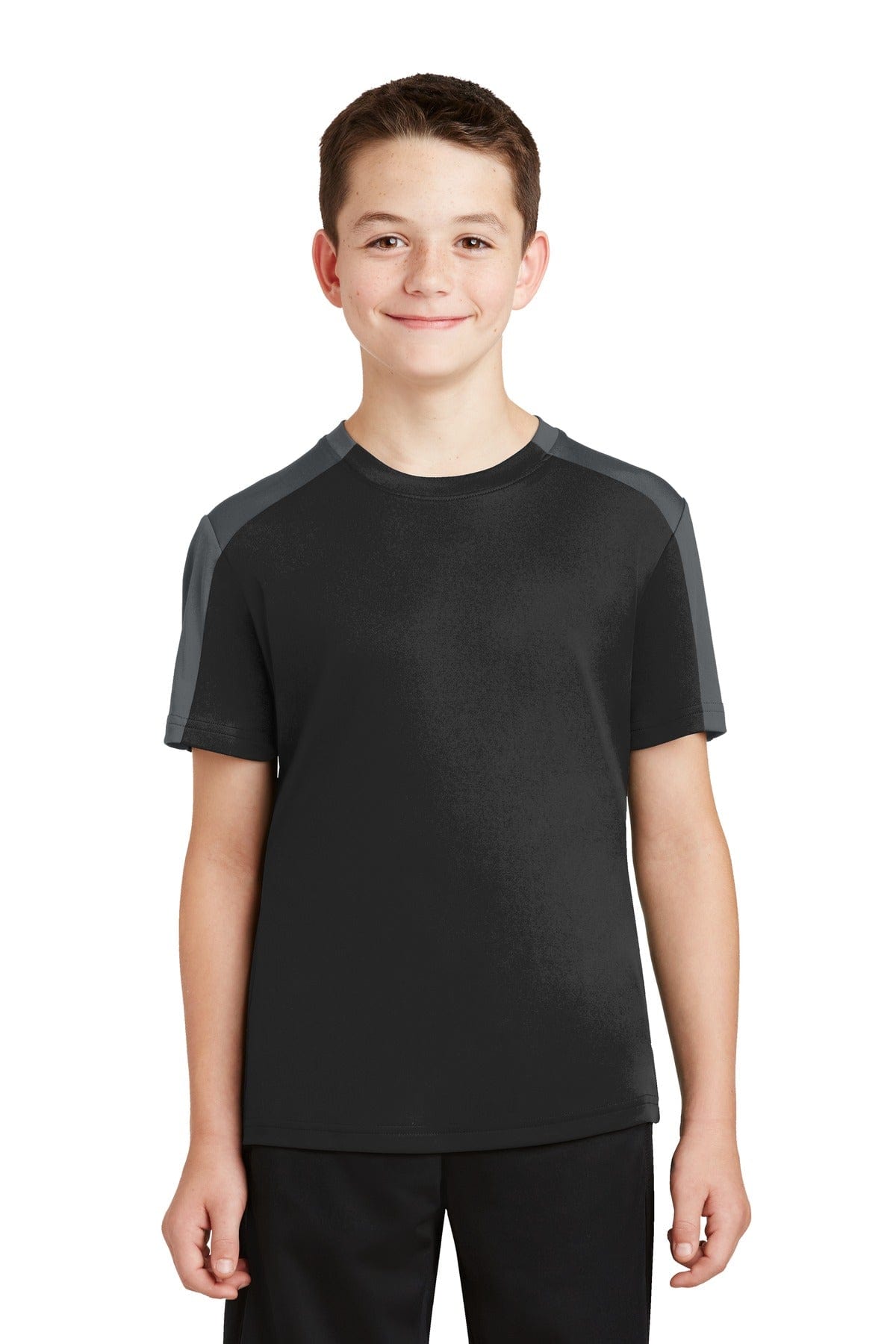 Sport-Tek T-Shirts XS / Black/ Iron Grey DISCONTINUED  Sport-Tek ®  Youth PosiCharge ®  Competitor ™  Sleeve-Blocked Tee. YST354