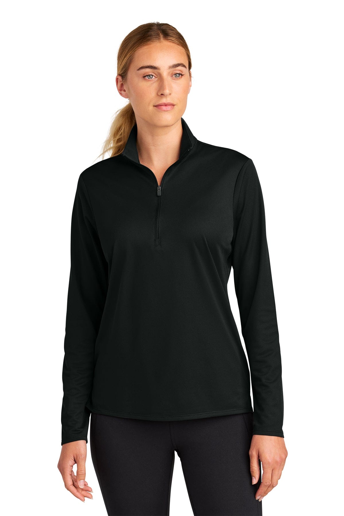 Sport-Tek Women's Micropique Sport-Wick 1/4-Zip LST672 in Black