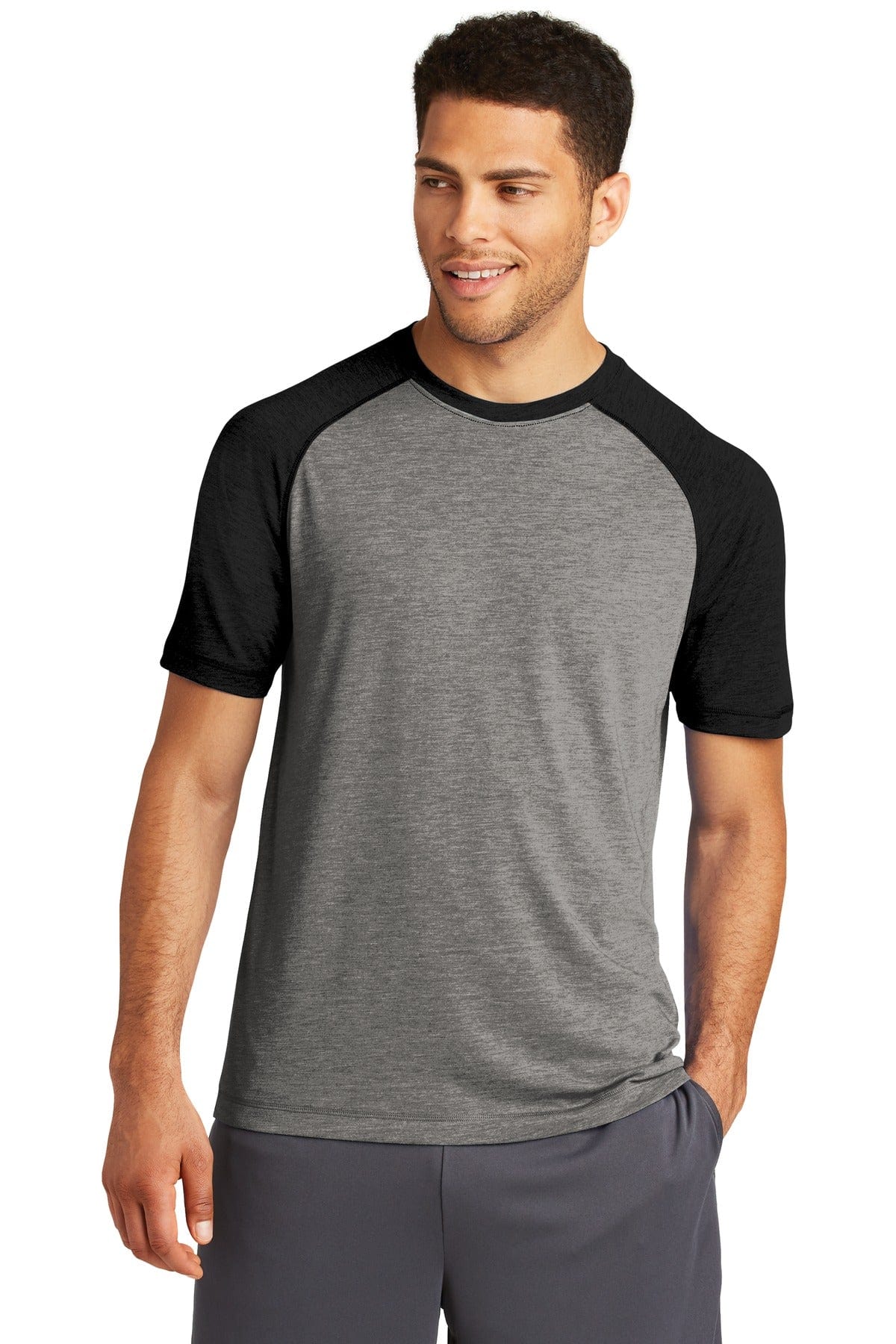 Sport-Tek T-Shirts XS / Black Triad Solid/ Dark Grey Heather Sport-Tek ST400: PosiCharge Tri-Blend Wicking Raglan Tee