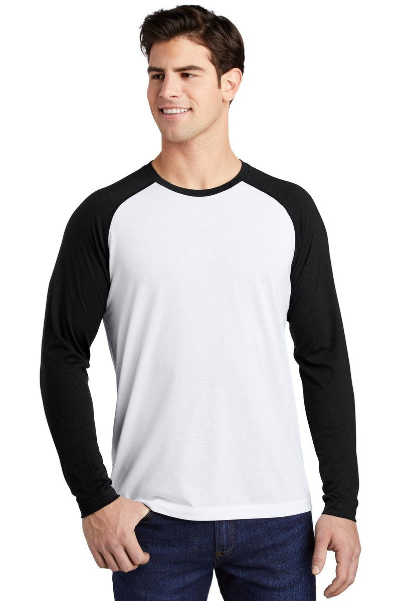 Sport-Tek T-Shirts XS / Black Triad Solid/ White Triad Solid Sport-Tek ST400LS: PosiCharge Long Sleeve Tri-Blend Wicking Raglan Tee
