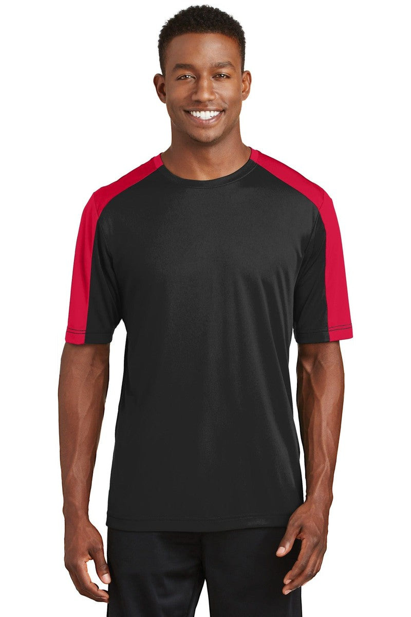 Sport-Tek T-Shirts XS / Black/ True Red Sport-Tek ST354: PosiCharge Competitor Sleeve-Blocked Tee