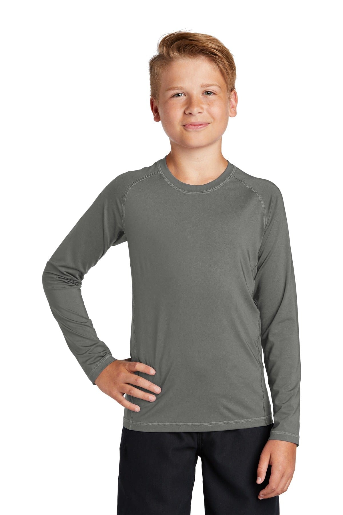 Sport-Tek T-Shirts XS / Dark Smoke Grey Sport-Tek YST470LS Youth Long Sleeve Rashguard Tee