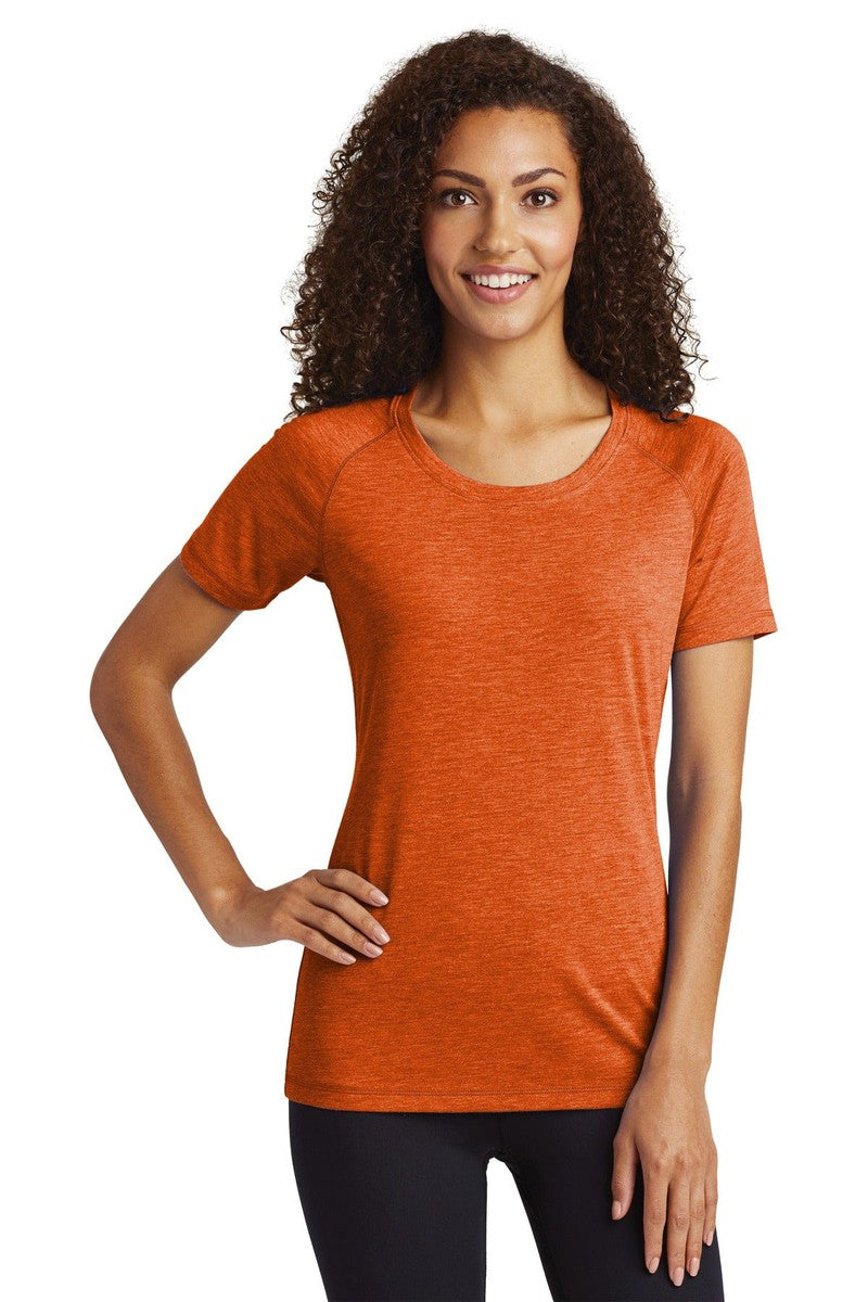 Sport-Tek T-Shirts XS / Deep Orange Heather Sport-Tek LST400: Ladies PosiCharge Tri-Blend Wicking Scoop Neck Raglan Tee