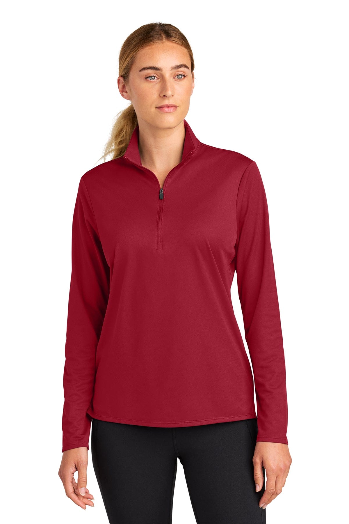 Sport-Tek Women's Micropique Sport-Wick 1/4-Zip LST672 in Deep Red