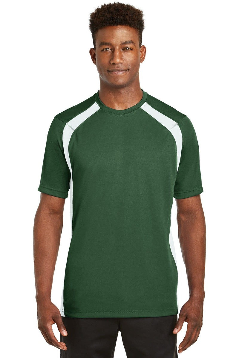 Sport-Tek T-Shirts XS / Forest Green/ White Sport-Tek T478: Dry Zone Colorblock Crew