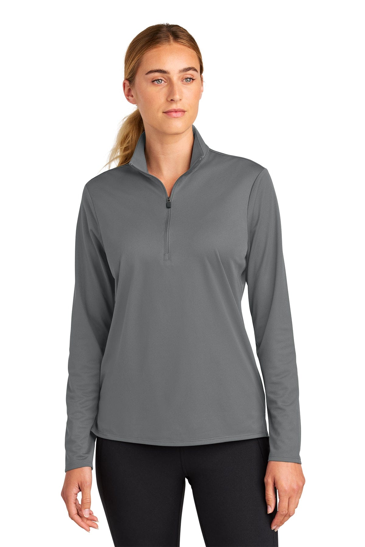 Sport-Tek Women's Micropique Sport-Wick 1/4-Zip LST672 in Grey Concrete