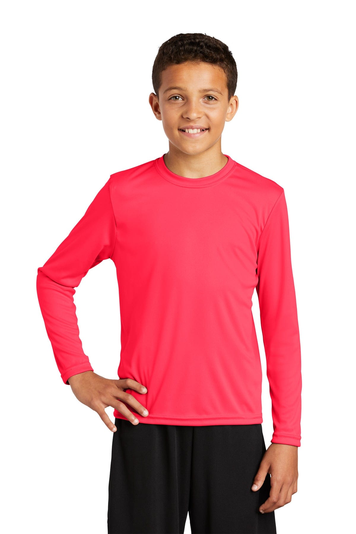 Sport-Tek T-Shirts XS / Hot Coral Sport-Tek YST350LS: Youth Long Sleeve PosiCharge Competitor Tee