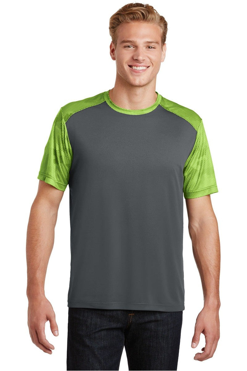 Sport-Tek T-Shirts XS / Iron Grey/ Lime Shock Sport-Tek ST371: CamoHex Colorblock Tee
