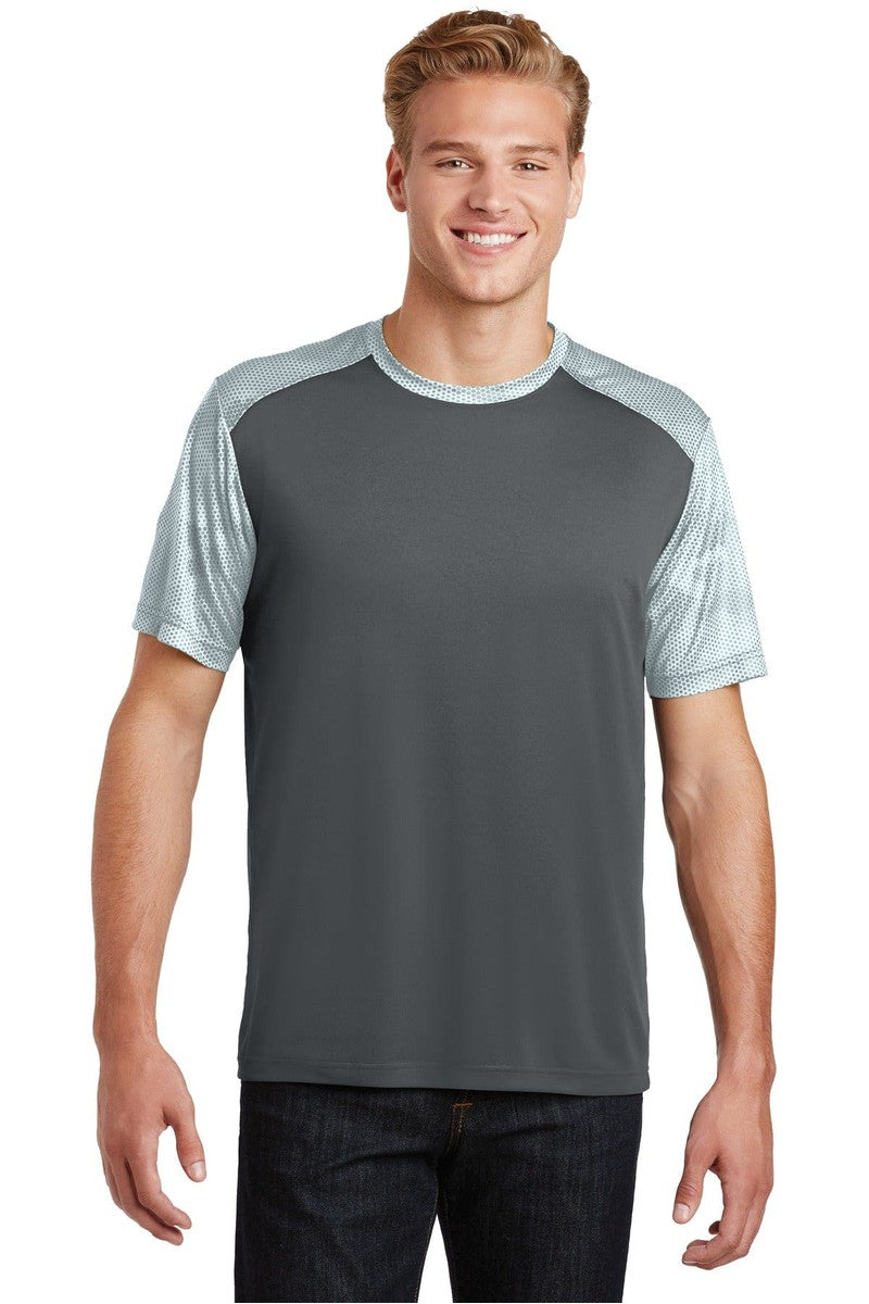 Sport-Tek T-Shirts XS / Iron Grey/ White Sport-Tek ST371: CamoHex Colorblock Tee