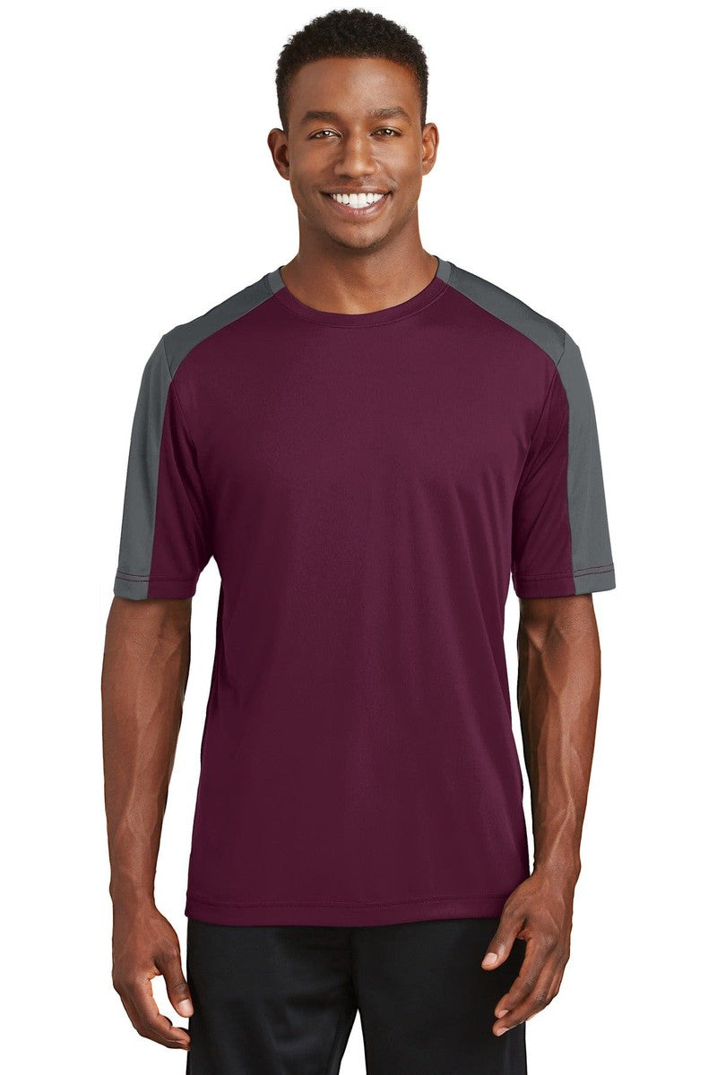Sport-Tek T-Shirts XS / Maroon/ Iron Grey Sport-Tek ST354: PosiCharge Competitor Sleeve-Blocked Tee