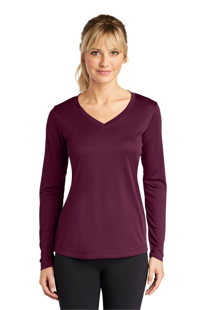 Sport-Tek T-Shirts XS / Maroon Sport-Tek LST353LS: Ladies Long Sleeve PosiCharge Competitor V-Neck Tee.